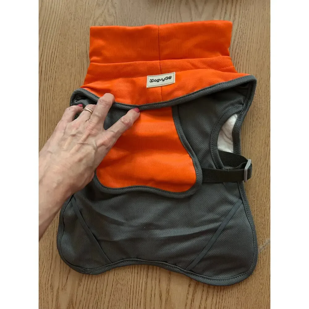 New 🐶 Doggie Harness Jacket with Pocket Gray Orange size small 14.5”x11.5”